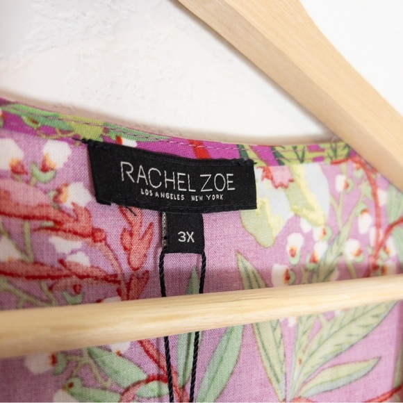 NWT Rachel Zoe Tropical Floral‎ Purple Ruffle Faux Wrap Blouse Top Size 3X - Picture 5 of 6